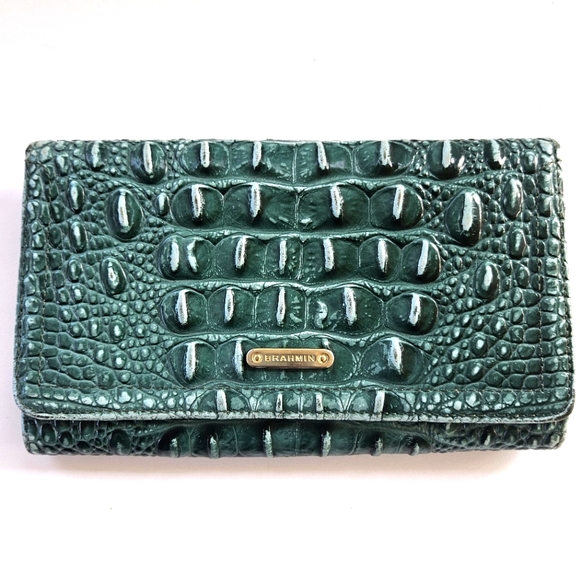 Brahmin Handbags - Brahmin Deep Teal Crocodile Leather Zip Snap Wallet